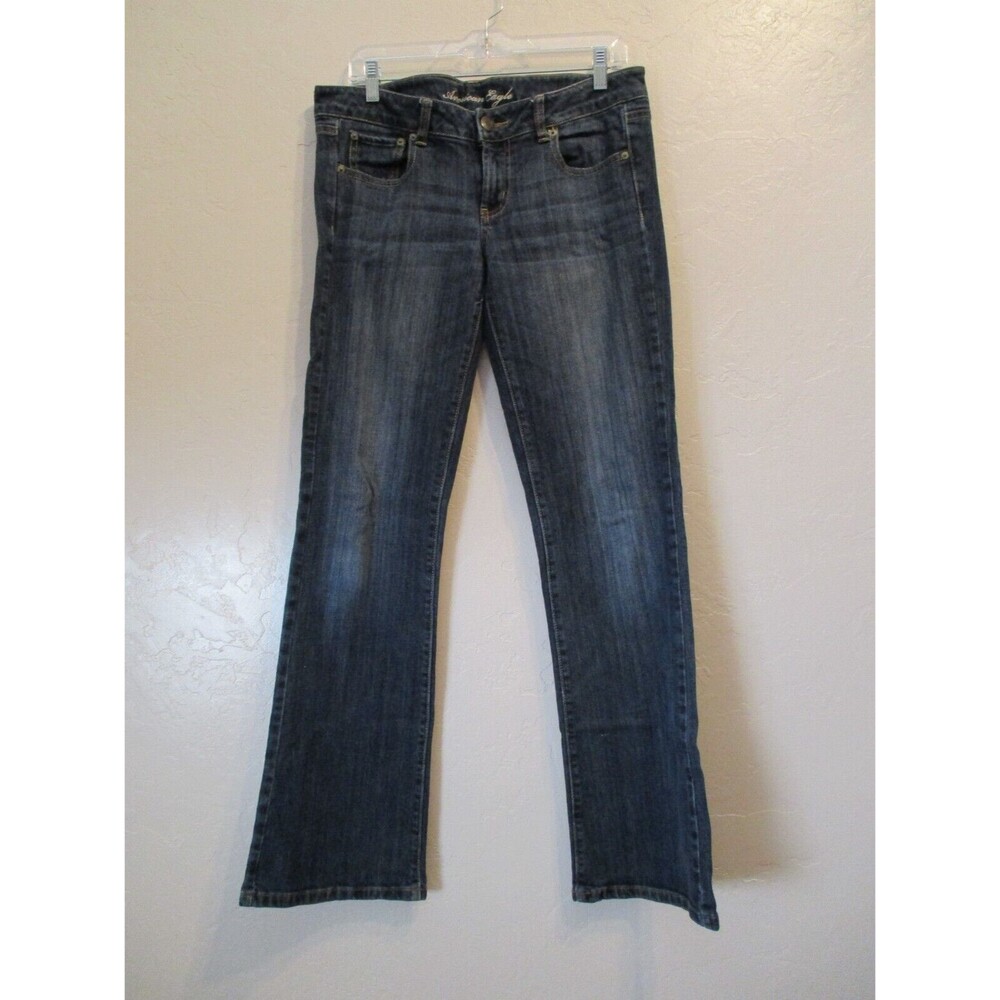 AE Womens Sz 10 Long Favorite Boyfriend Denim Jeans Stretch Dark Wash 33" Inseam
